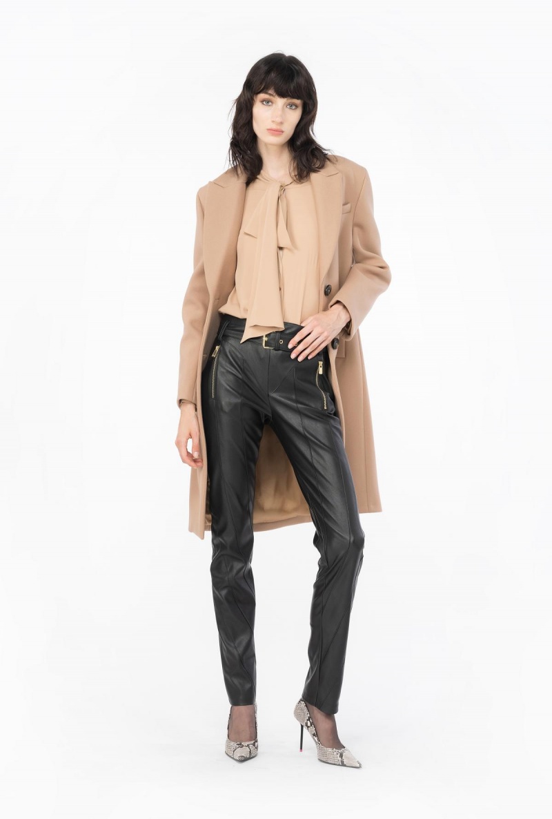 MOCHA CAMEL Pinko Straight-cut cloth coat | ZMYNQ66640
