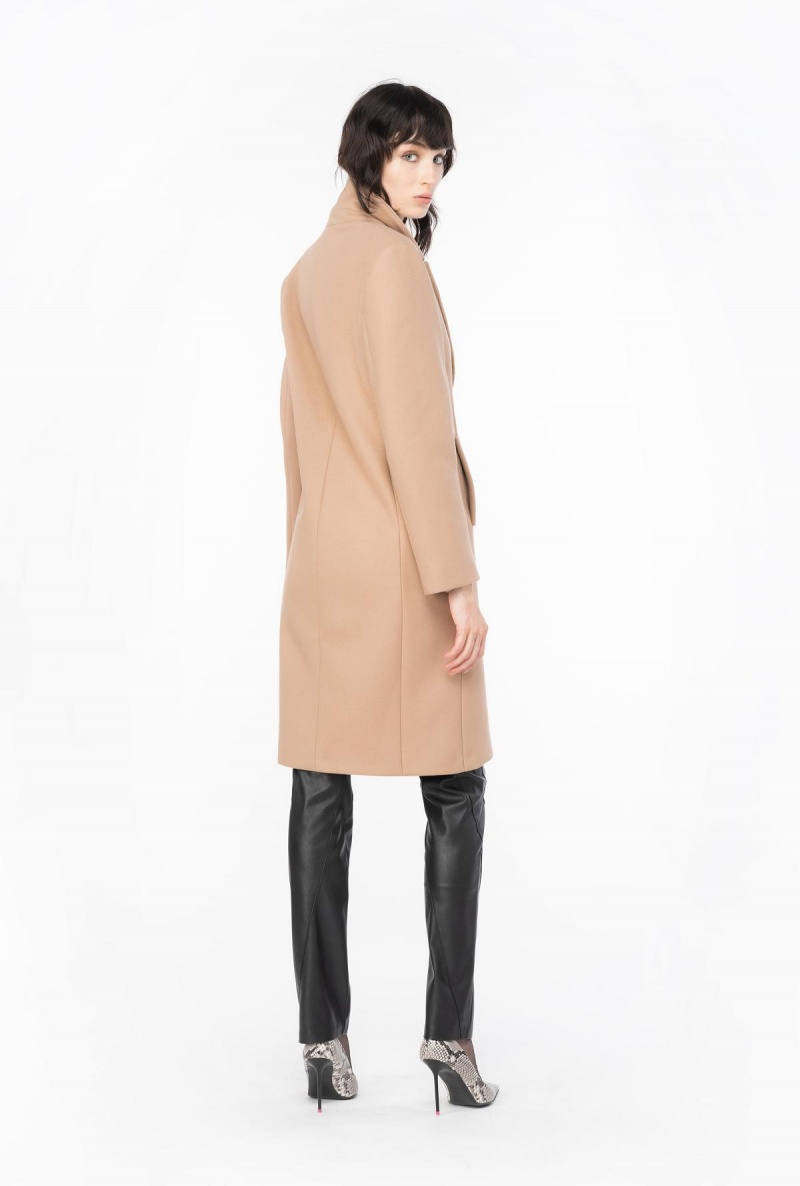 MOCHA CAMEL Pinko Straight-cut cloth coat | ZMYNQ66640