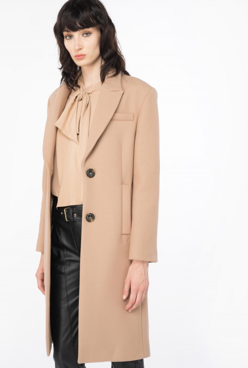 MOCHA CAMEL Pinko Straight-cut cloth coat | ZMYNQ66640