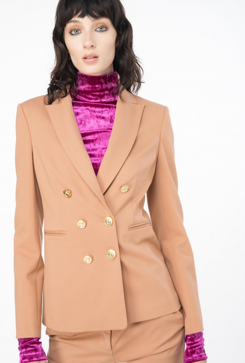 MOCHA MOUSSE Pinko Blazer with metal buttons | MMYFT48215