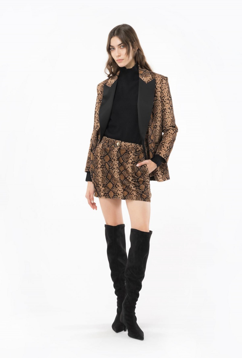 MULTICOLOUR: BLACK/BEIGE Pinko Snake velvet and satin blazer | MYNZX47540