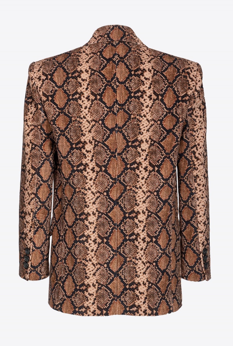 MULTICOLOUR: BLACK/BEIGE Pinko Snake velvet and satin blazer | MYNZX47540
