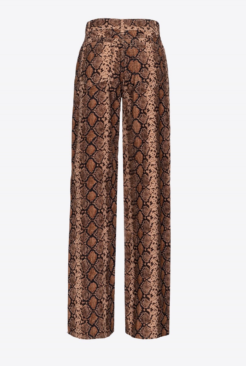 MULTICOLOUR: BLACK/BEIGE Pinko Wide-leg velvet trousers with snake print | GMYEC98631