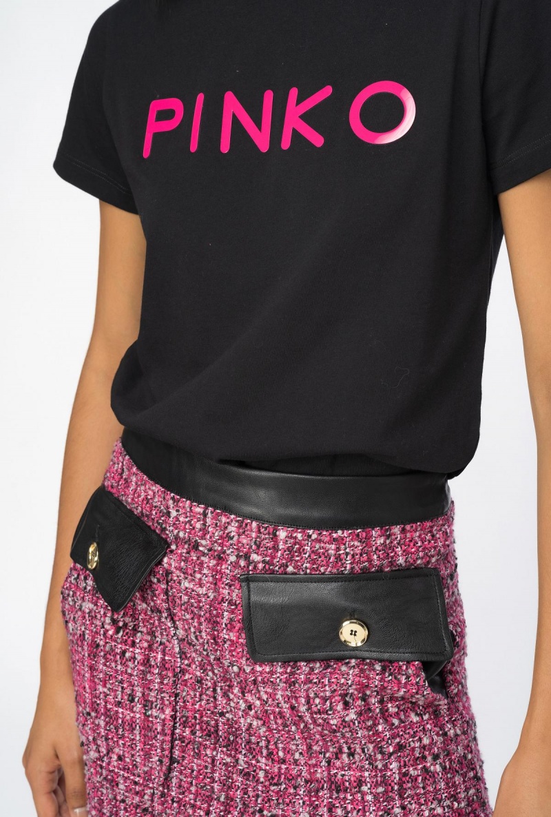 MULTICOLOUR - FUCHSIA/BLACK Pinko Calf-length tweed skirt | MYZDE81137