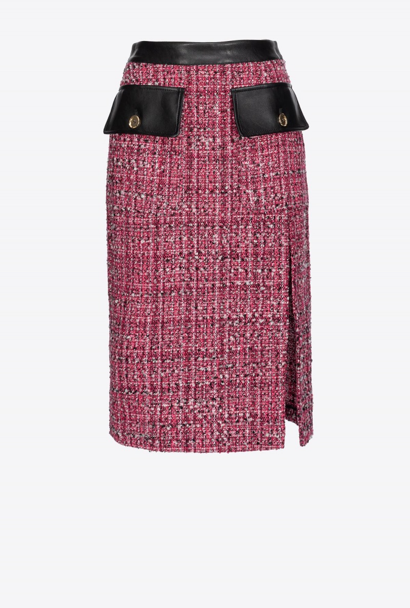 MULTICOLOUR - FUCHSIA/BLACK Pinko Calf-length tweed skirt | MYZDE81137