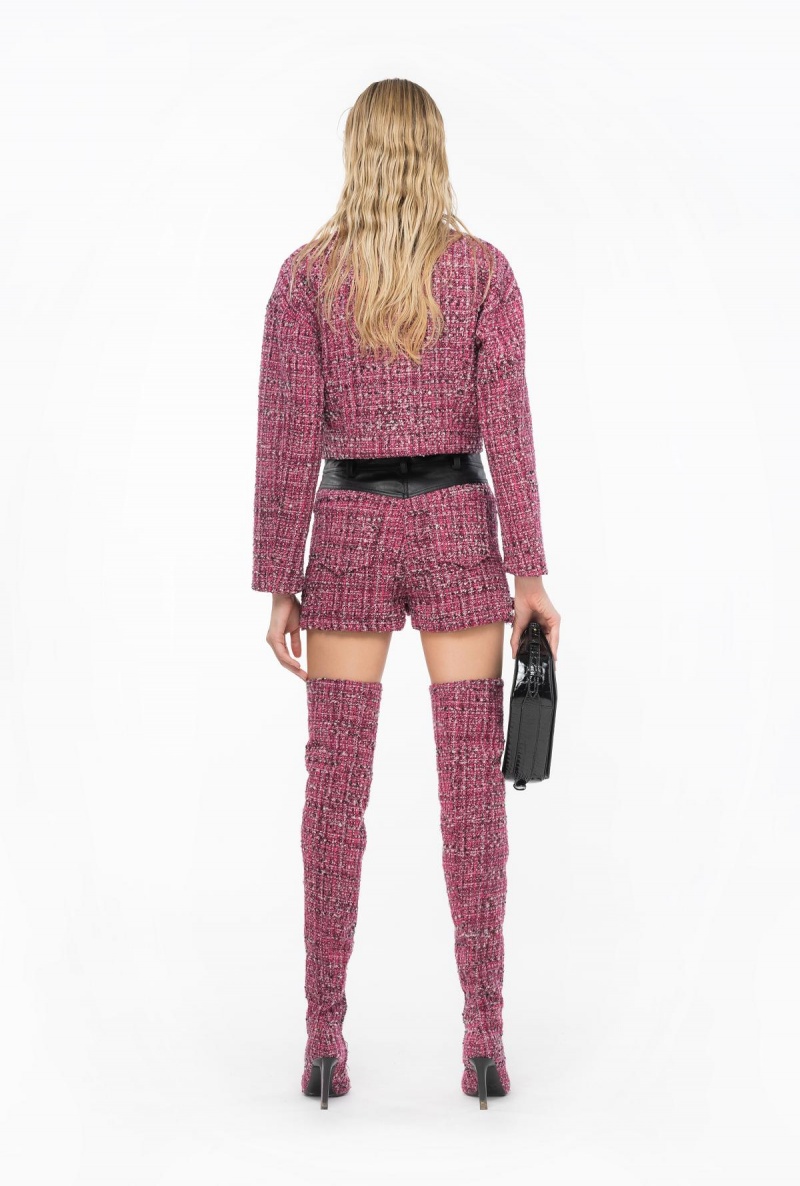 MULTICOLOUR - FUCHSIA/BLACK Pinko Short tweed jacket | SMYNY86440