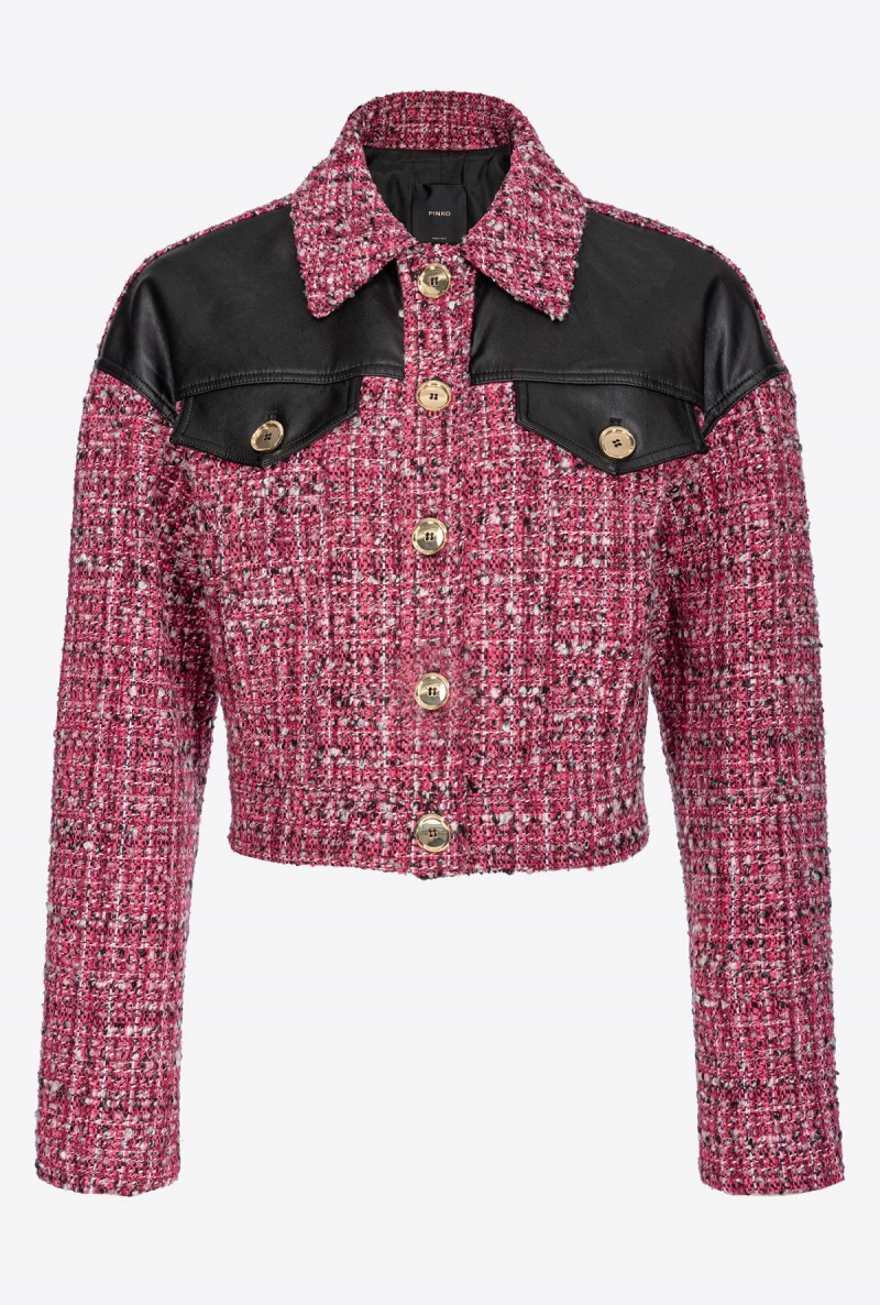 MULTICOLOUR - FUCHSIA/BLACK Pinko Short tweed jacket | SMYNY86440