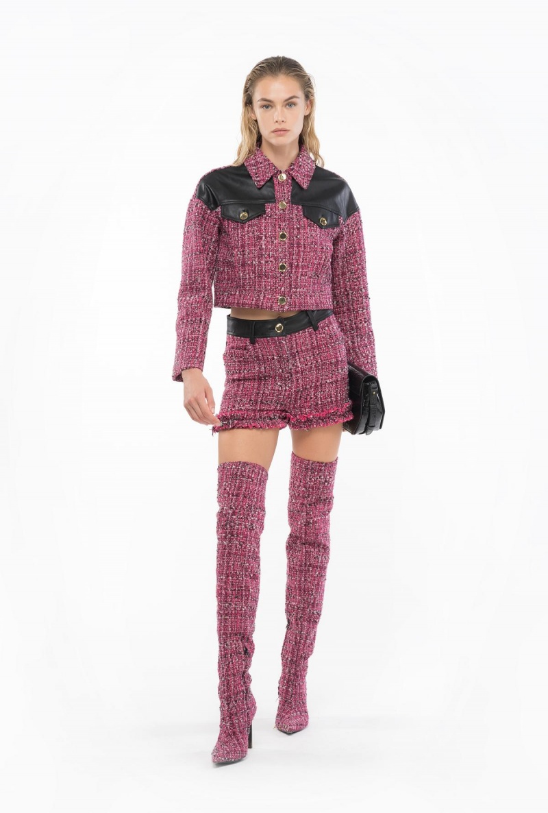 MULTICOLOUR - FUCHSIA/BLACK Pinko Short tweed jacket | SMYNY86440