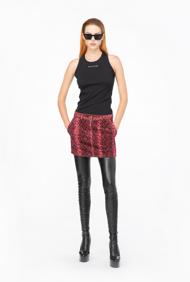 MULTI BLACK/FUCHSIA Pinko Snake-print velvet mini skirt | MYCVG26836