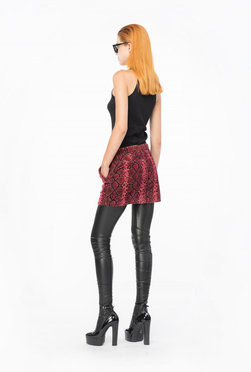 MULTI BLACK/FUCHSIA Pinko Snake-print velvet mini skirt | MYCVG26836