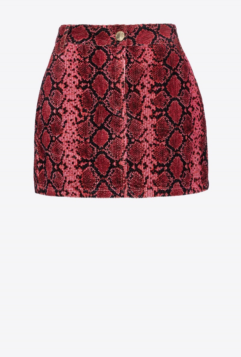 MULTI BLACK/FUCHSIA Pinko Snake-print velvet mini skirt | MYCVG26836