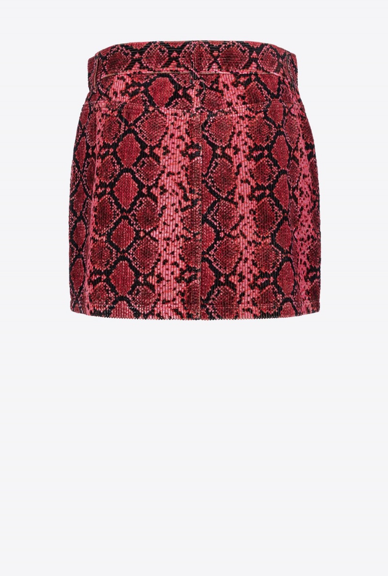 MULTI BLACK/FUCHSIA Pinko Snake-print velvet mini skirt | MYCVG26836