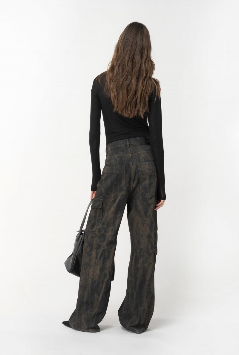 MULTI BLACK/UMBER Pinko Bleached denim cargo jeans | GMYEC89339