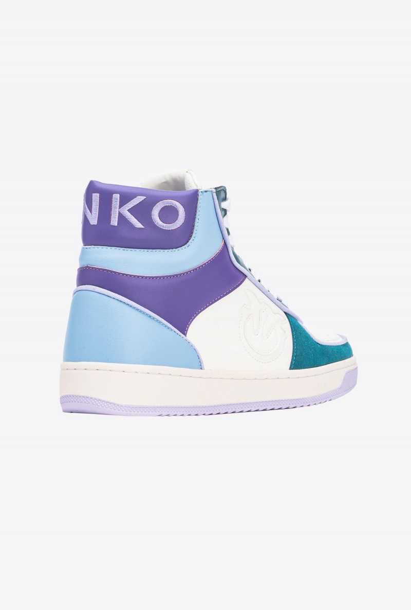 MULTI. WHITE/GREEN/PURPLE Pinko High-Top Basketball Sneakers | YMYVQ83793
