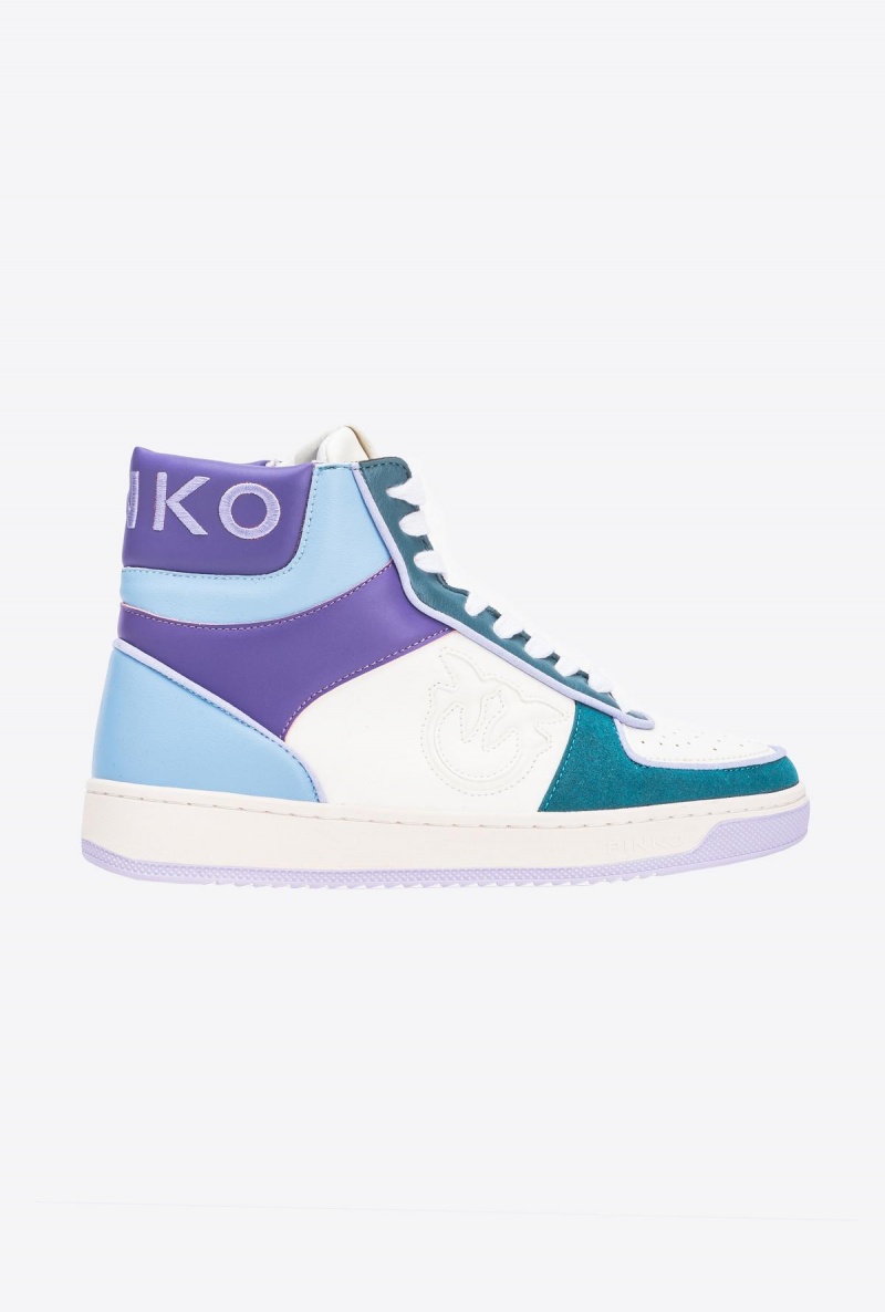 MULTI. WHITE/GREEN/PURPLE Pinko High-Top Basketball Sneakers | YMYVQ83793