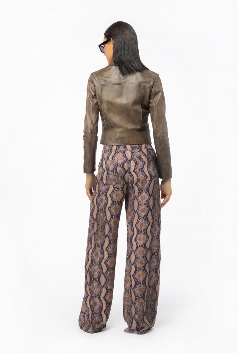 MULT. BROWN/LILAC Pinko Palazzo trousers with snake motif | XMYGW93414
