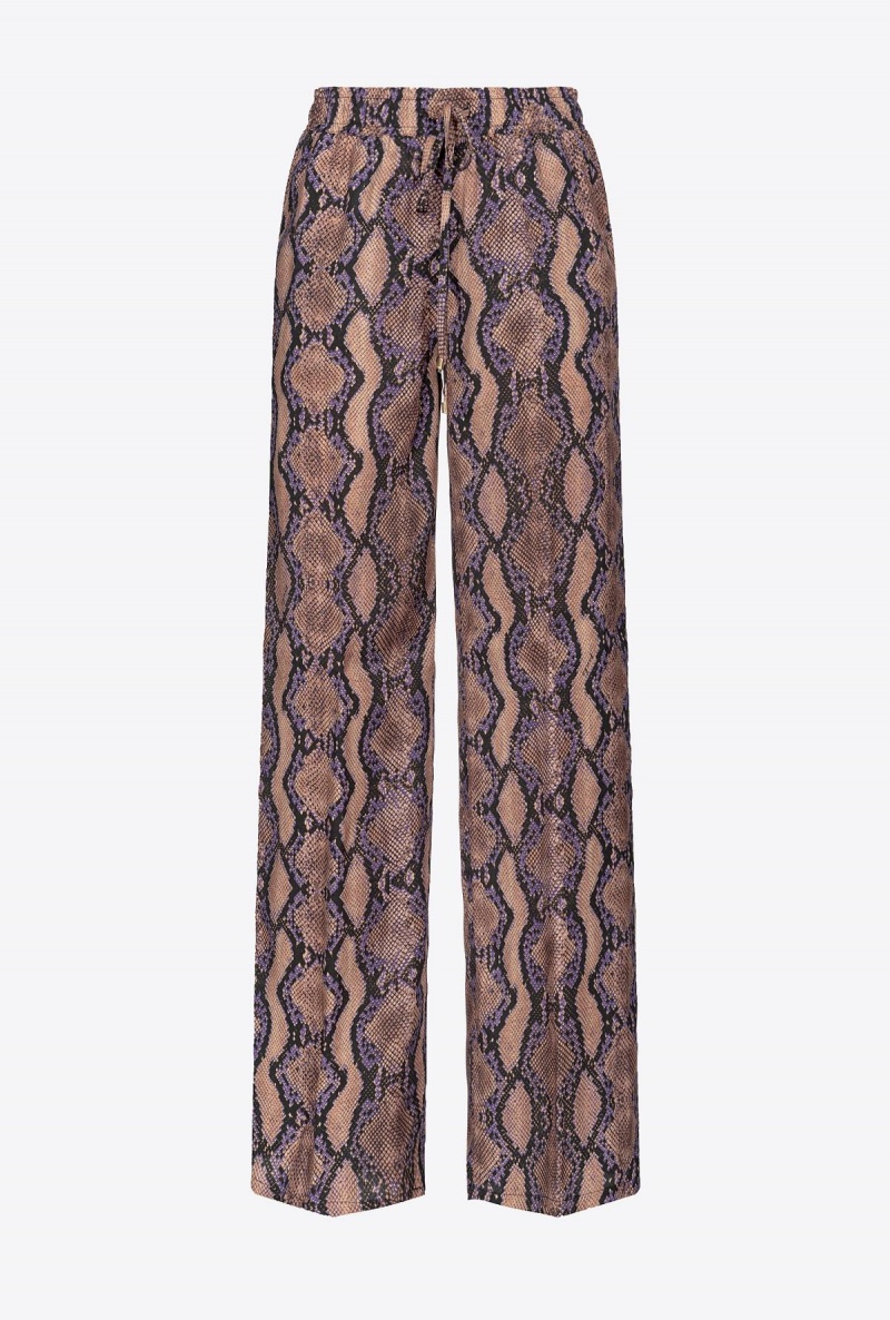 MULT. BROWN/LILAC Pinko Palazzo trousers with snake motif | XMYGW93414