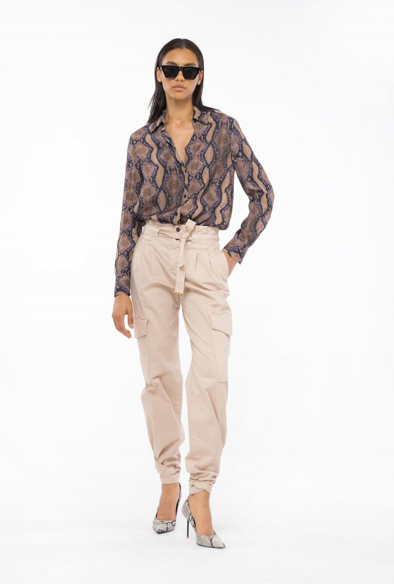 MULT. BROWN/LILAC Pinko Shirt with snake motif | MYNEJ25559