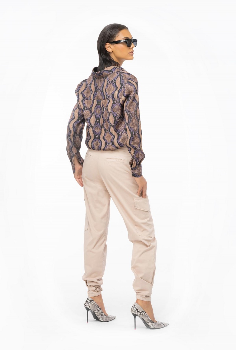 MULT. BROWN/LILAC Pinko Shirt with snake motif | MYNEJ25559
