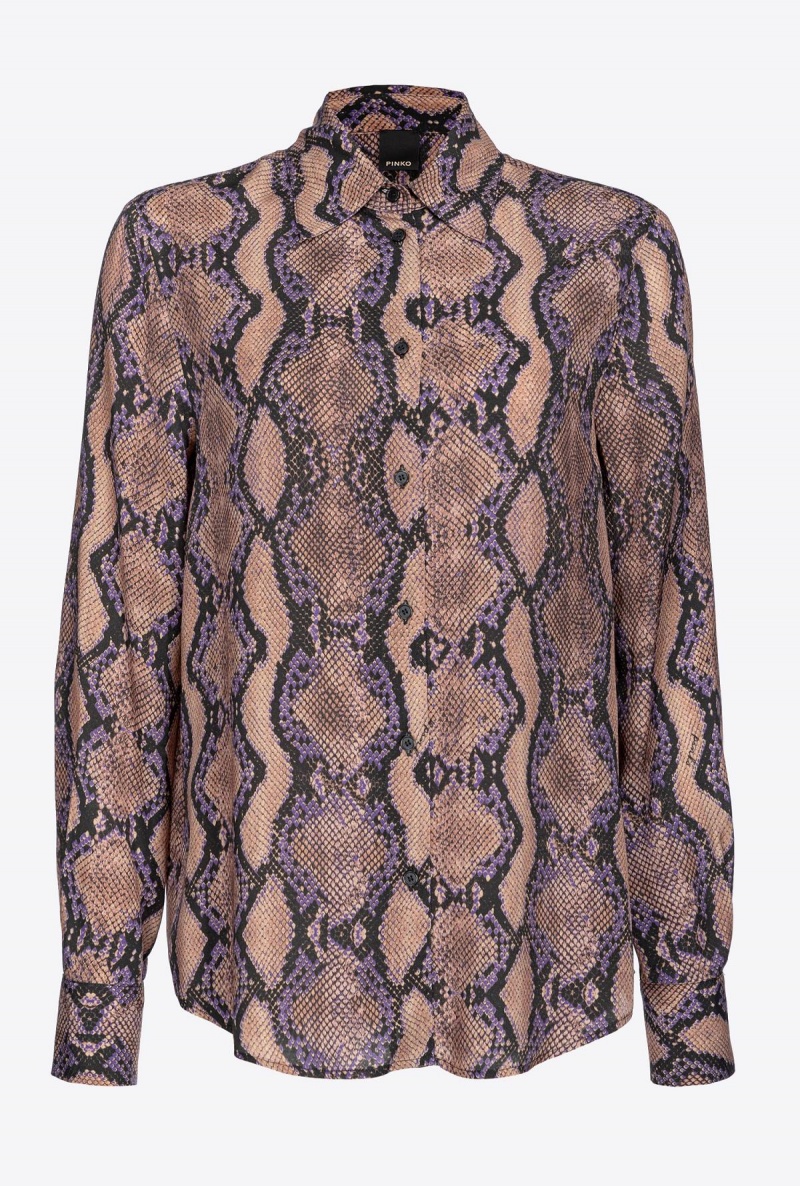 MULT. BROWN/LILAC Pinko Shirt with snake motif | MYNEJ25559