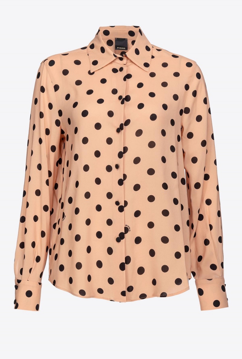 NUDE/BLACK Pinko Polka-dot shirt | PMYQX65233