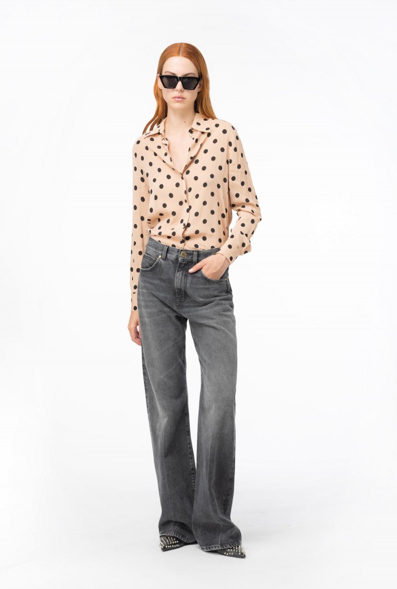 NUDE/BLACK Pinko Polka-dot shirt | PMYQX65233