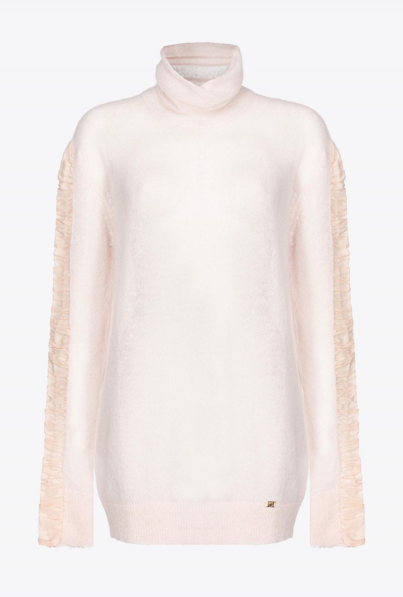 NUDE - BABY Pinko Alpaca-blend turtleneck with georgette | AMYWC86951