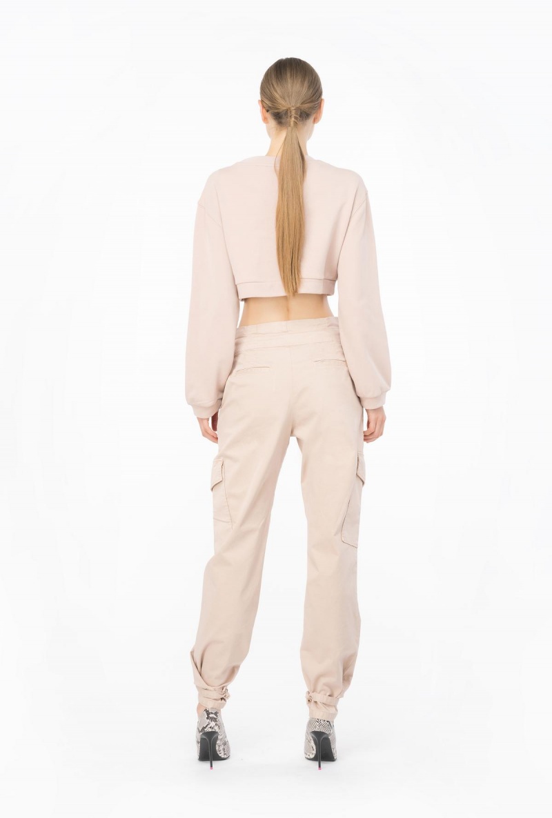 NUDE - BABY Pinko Cropped sweatshirt with rhinestone logo | MYDYB91211