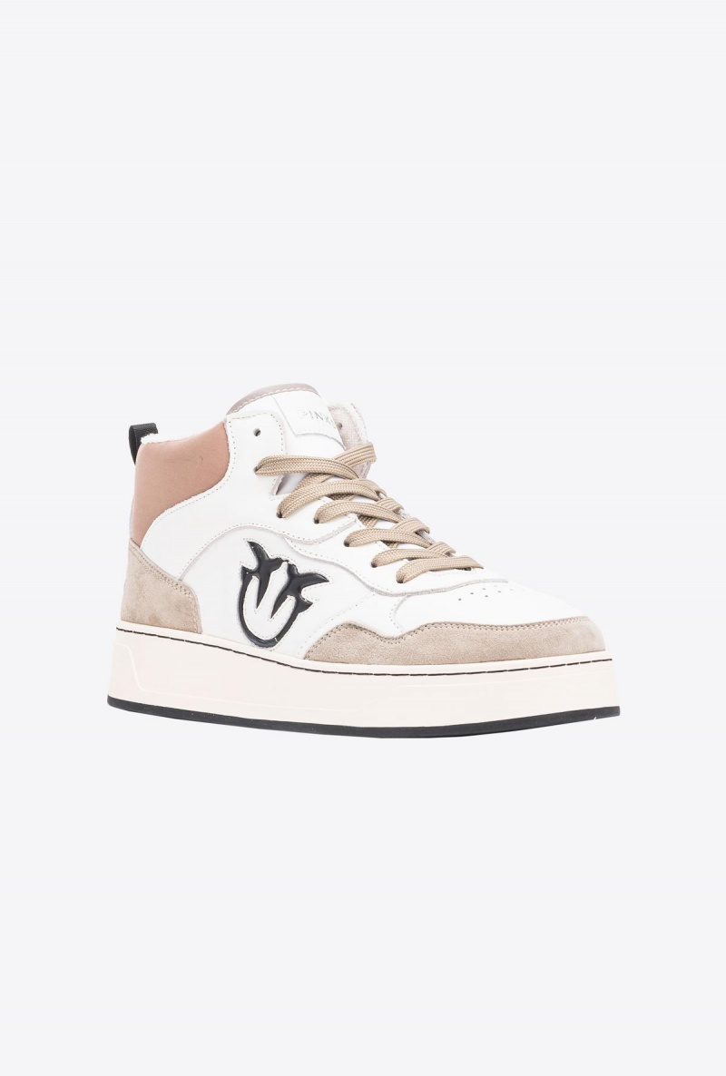 OFF WHITE/BEIGE Pinko High-top basketball sneakers with logo | MYIIZ66431