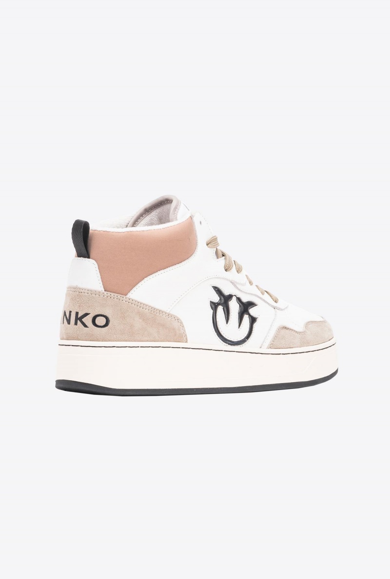 OFF WHITE/BEIGE Pinko High-top basketball sneakers with logo | MYIIZ66431