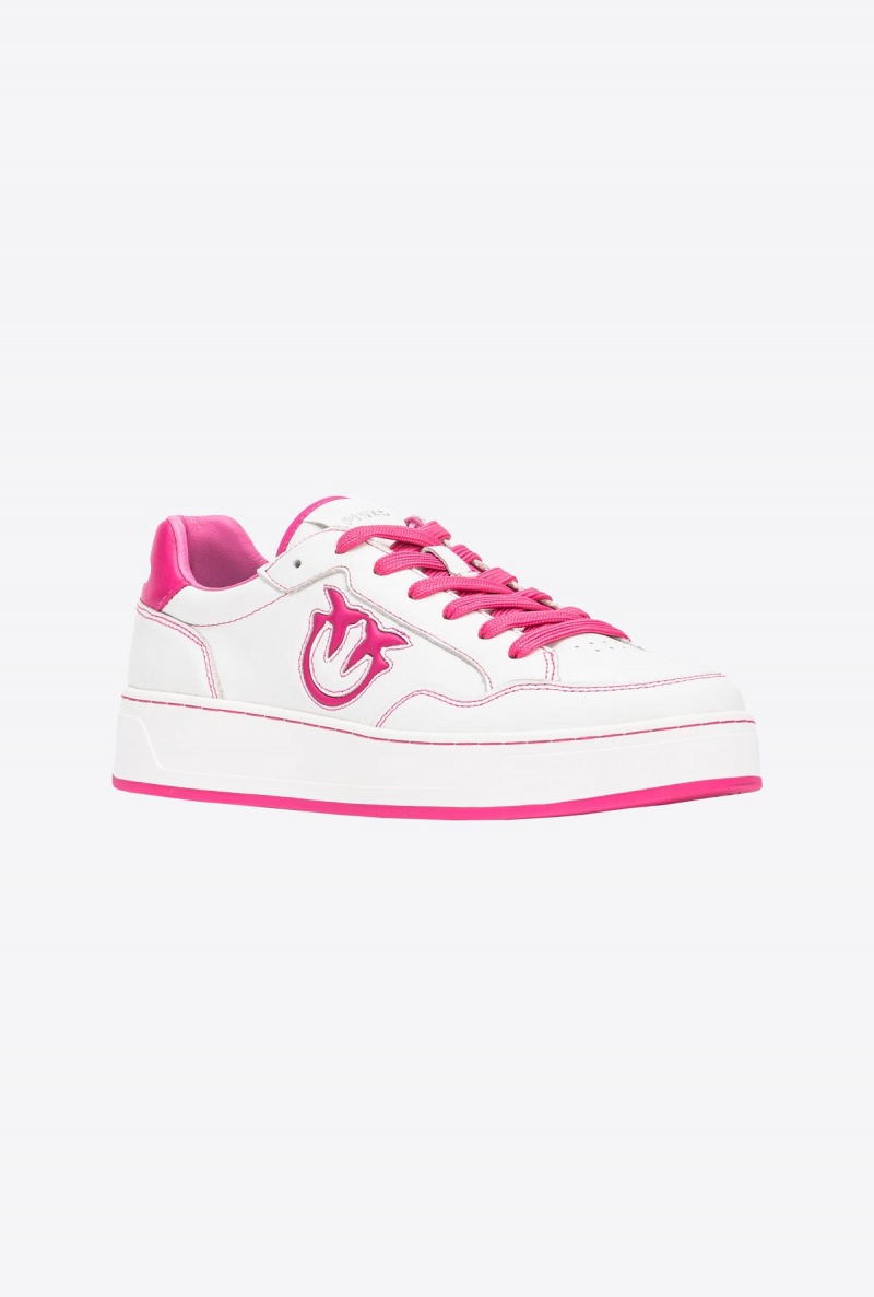 OFF WHITE/FUCHSIA Pinko Basketball sneakers with logo | GMYUC18393
