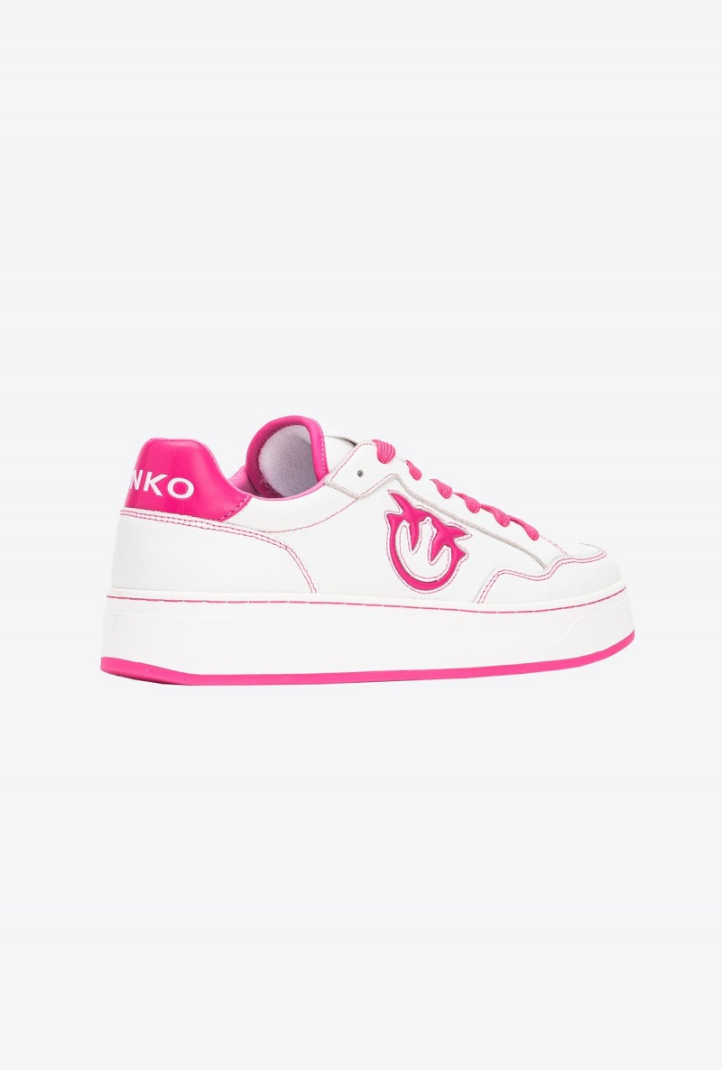 OFF WHITE/FUCHSIA Pinko Basketball sneakers with logo | GMYUC18393