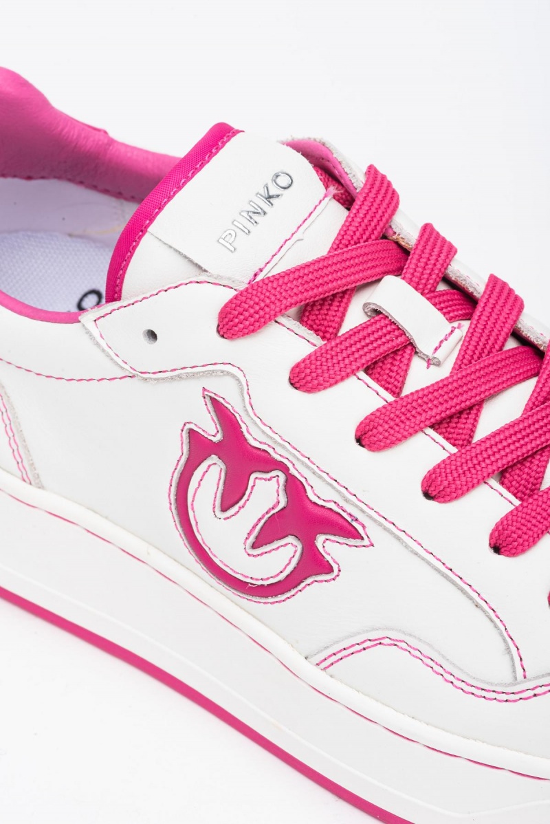 OFF WHITE/FUCHSIA Pinko Basketball sneakers with logo | GMYUC18393