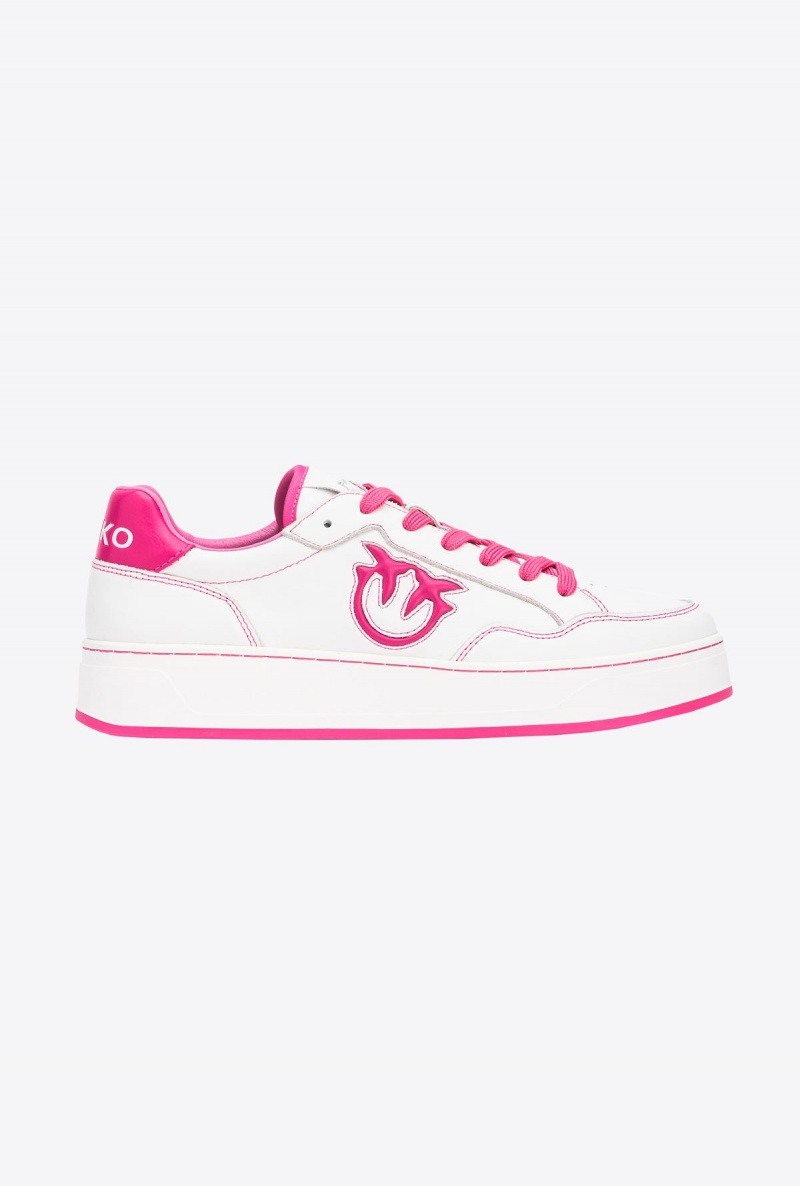 OFF WHITE/FUCHSIA Pinko Basketball sneakers with logo | GMYUC18393
