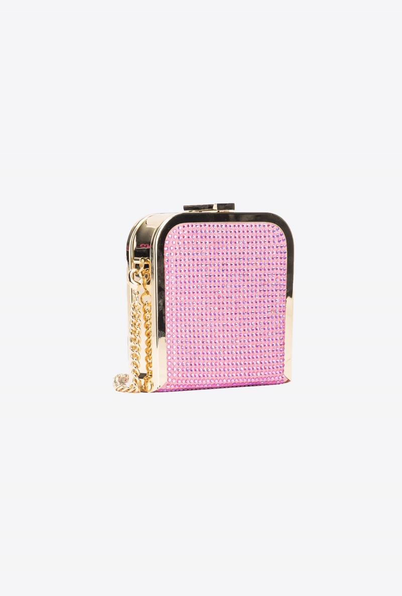 ORCHID BUNCH-SHINY GOLD Pinko Fully rhinestoned Box Clutch | UMYTG58500