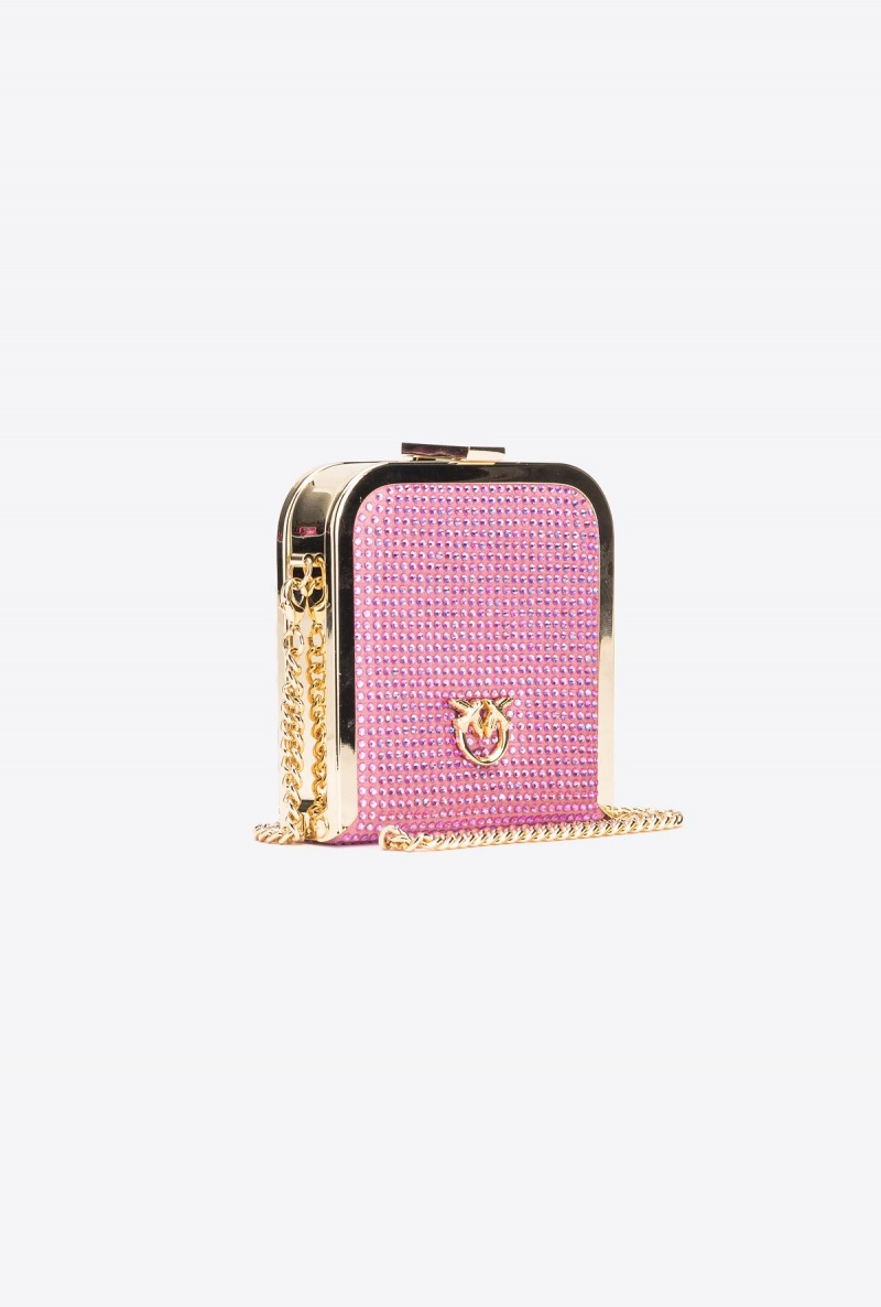 ORCHID BUNCH-SHINY GOLD Pinko Fully rhinestoned Box Clutch | UMYTG58500