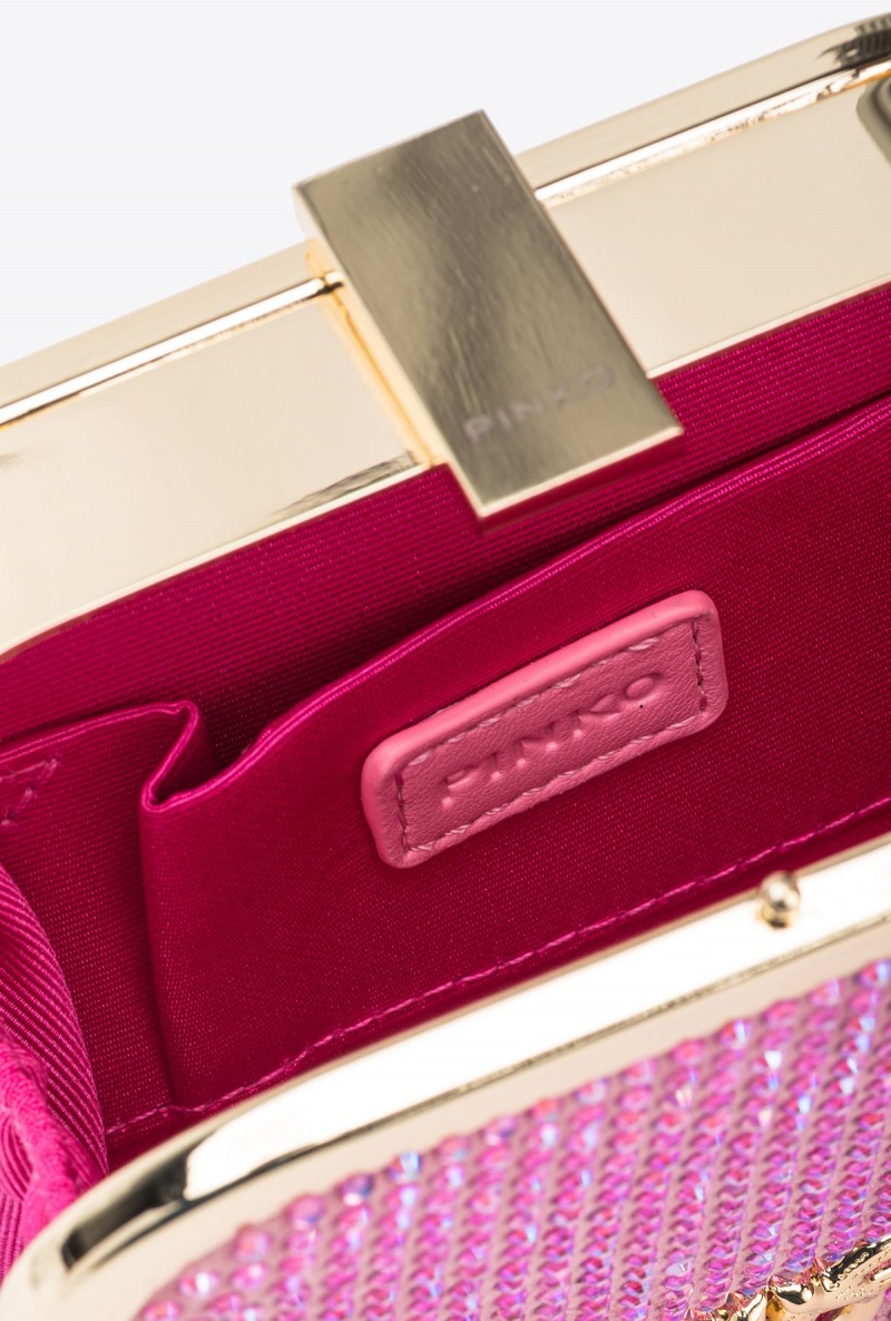 ORCHID BUNCH-SHINY GOLD Pinko Fully rhinestoned Box Clutch | UMYTG58500