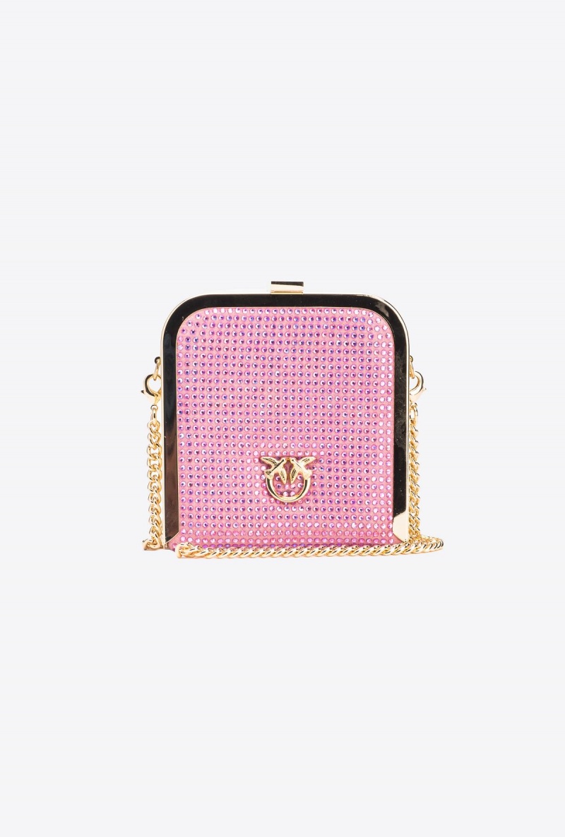 ORCHID BUNCH-SHINY GOLD Pinko Fully rhinestoned Box Clutch | UMYTG58500