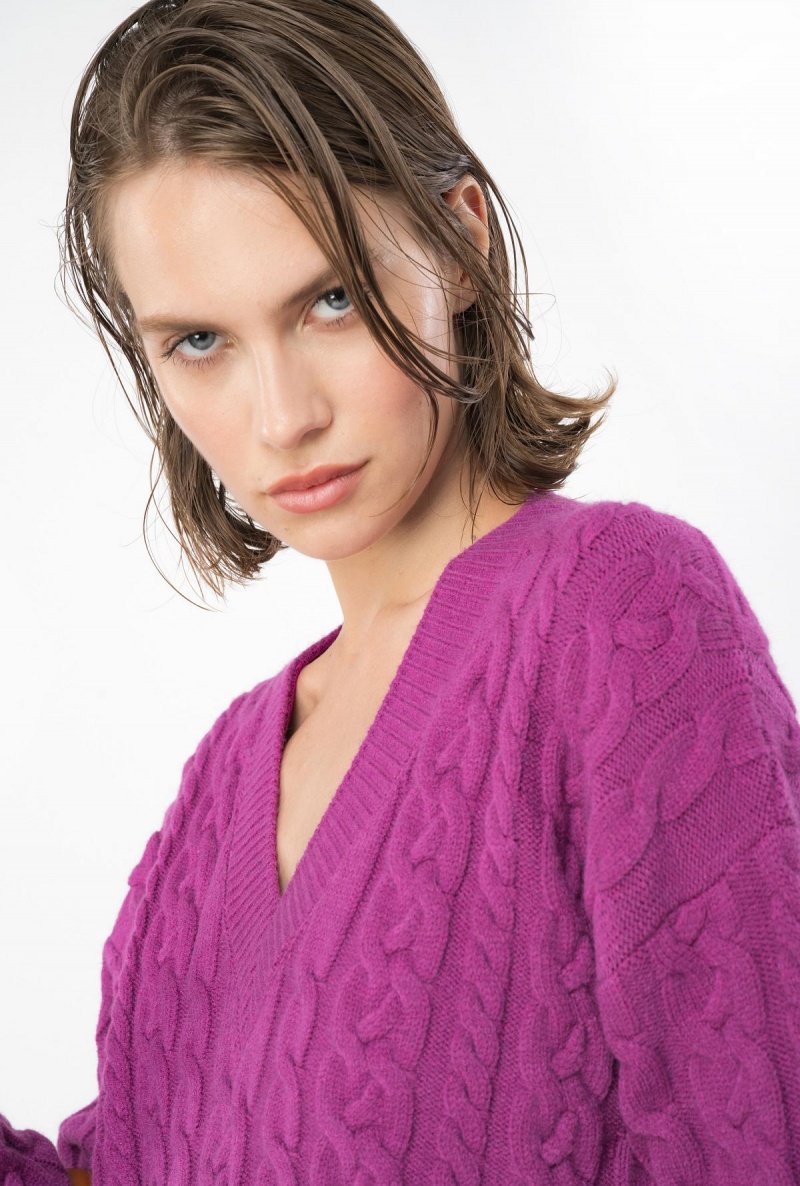 ORCHID PURPLE Pinko Cable-knit sweater | MYZDE51580