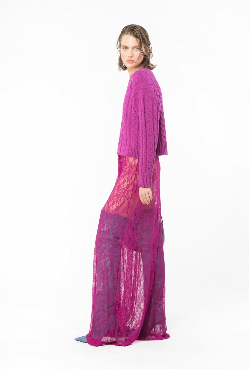 ORCHID PURPLE Pinko Cable-knit sweater | MYZDE51580