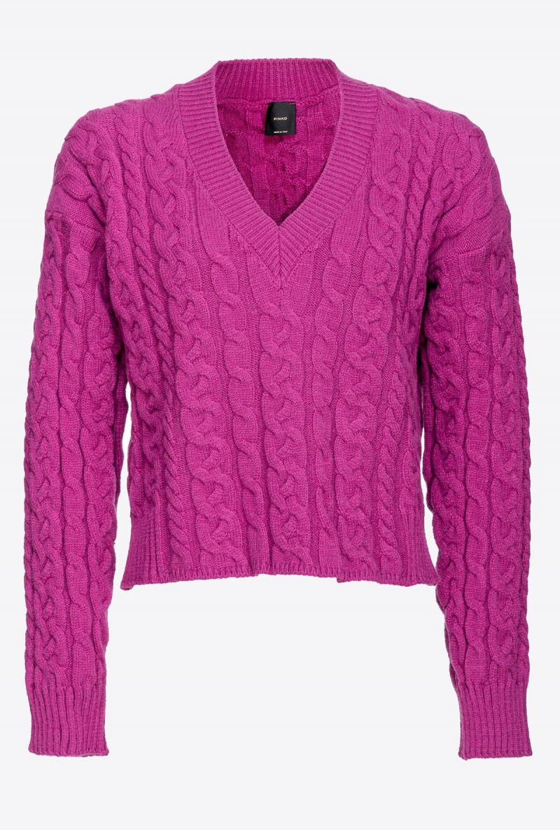 ORCHID PURPLE Pinko Cable-knit sweater | MYZDE51580
