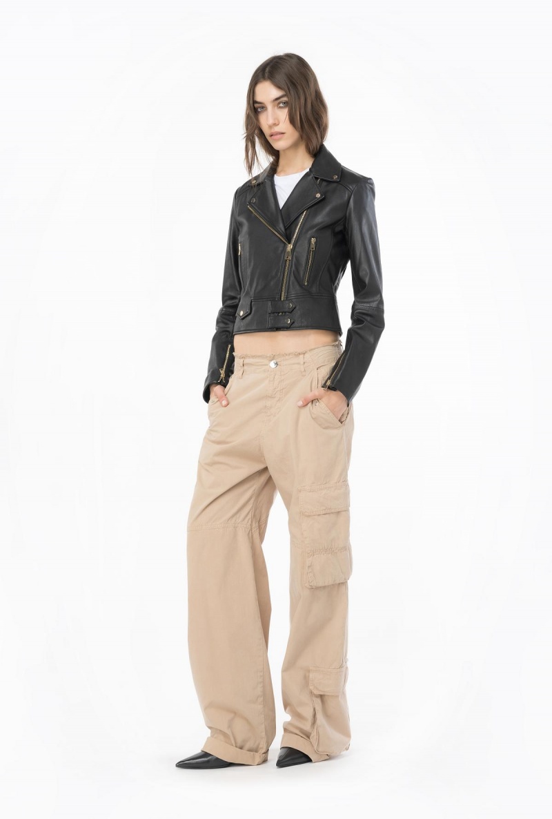 OYSTER GREY Pinko Coloured cotton cargo trousers | PMYQX66152