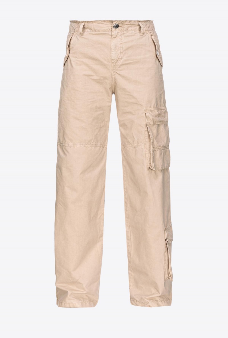 OYSTER GREY Pinko Coloured cotton cargo trousers | PMYQX66152