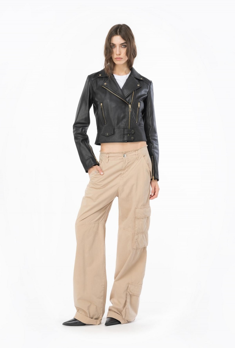 OYSTER GREY Pinko Coloured cotton cargo trousers | PMYQX66152