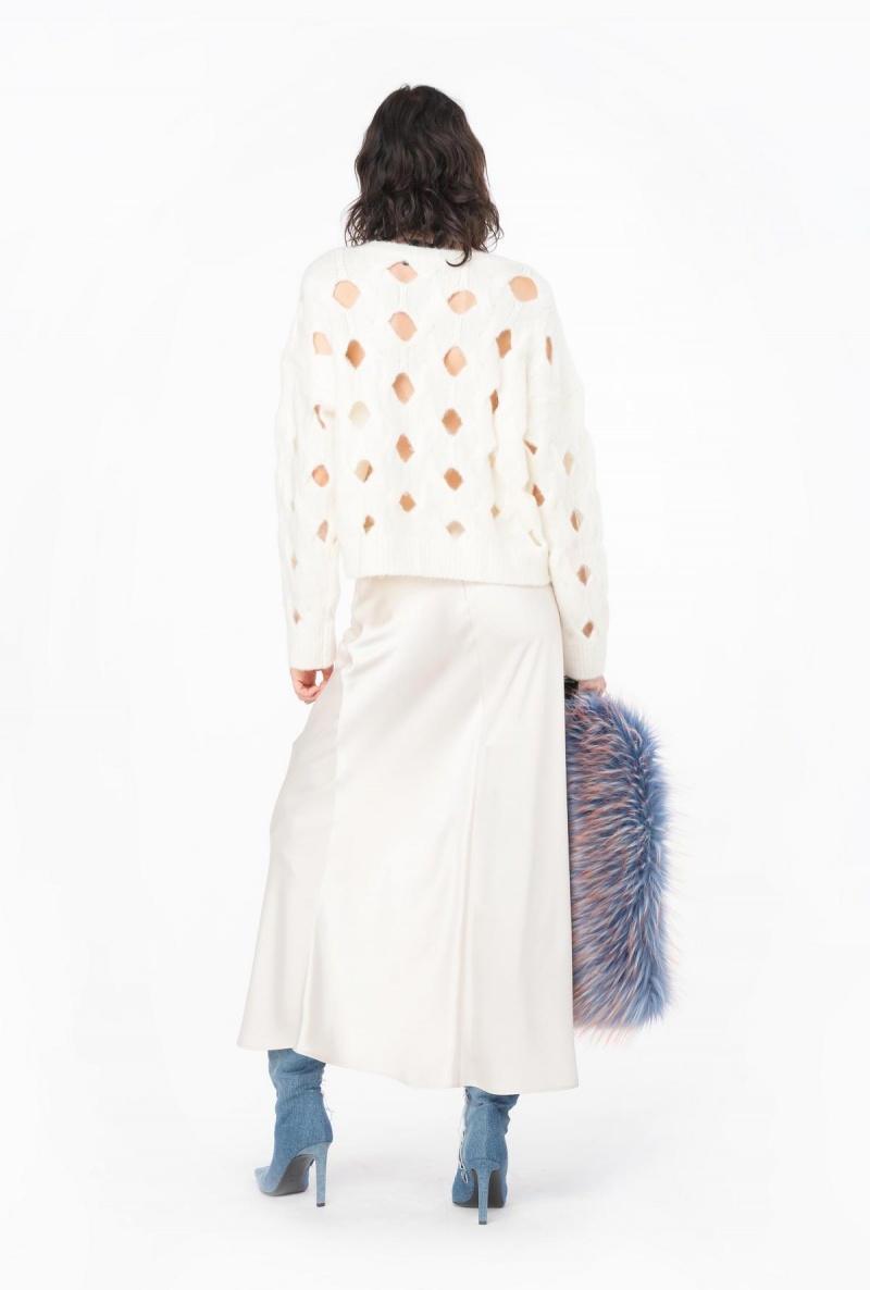 PASTEL PARCHMENT Pinko Elegant hammered satin skirt | YMYVQ26476