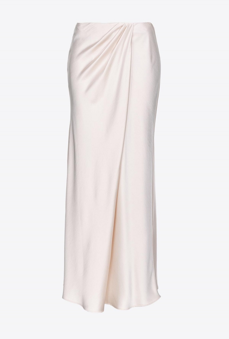 PASTEL PARCHMENT Pinko Elegant hammered satin skirt | YMYVQ26476