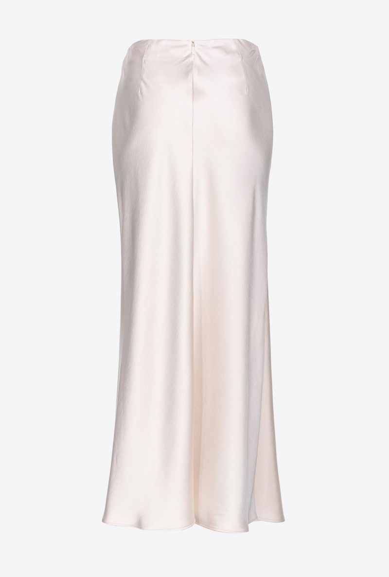 PASTEL PARCHMENT Pinko Elegant hammered satin skirt | YMYVQ26476