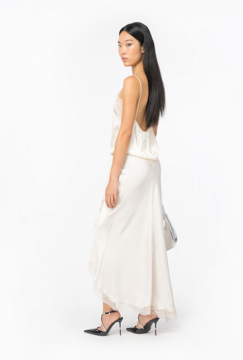 PASTEL PARCHMENT Pinko Elegant satin and lace skirt | MYCVG17522
