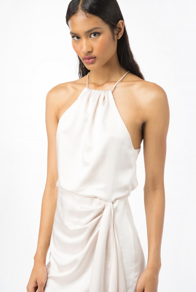 PASTEL PARCHMENT Pinko Hammered satin mini dress | MYZDE17125