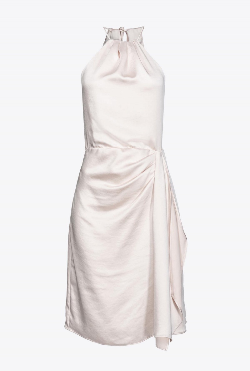PASTEL PARCHMENT Pinko Hammered satin mini dress | MYZDE17125